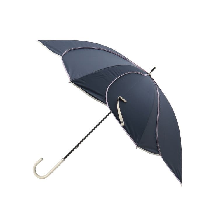 ネイビー(093) | because 遮光バイカラーパイピングパラソル長傘 | grove