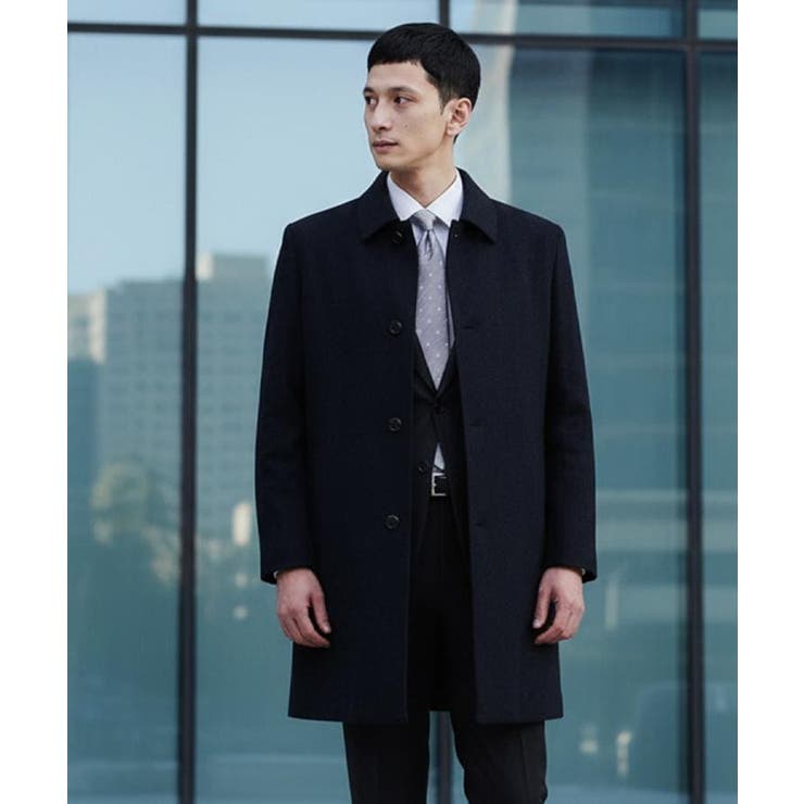 ブルー(193) | カシミヤブレンド ビーバー調ステンカラーコート | TAKEO KIKUCHI