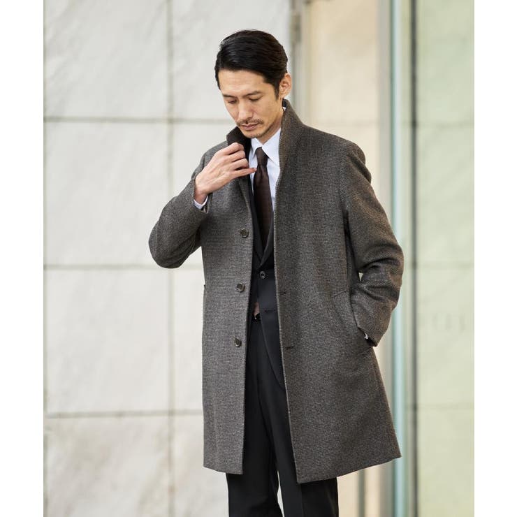 カシミヤブレンド ビーバー調ピンヘッドスタンドカラーコート | TAKEO KIKUCHI | 詳細画像29 