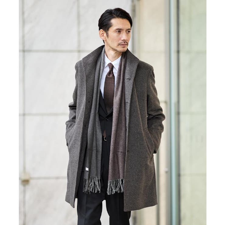 カシミヤブレンド ビーバー調ピンヘッドスタンドカラーコート | TAKEO KIKUCHI | 詳細画像32 