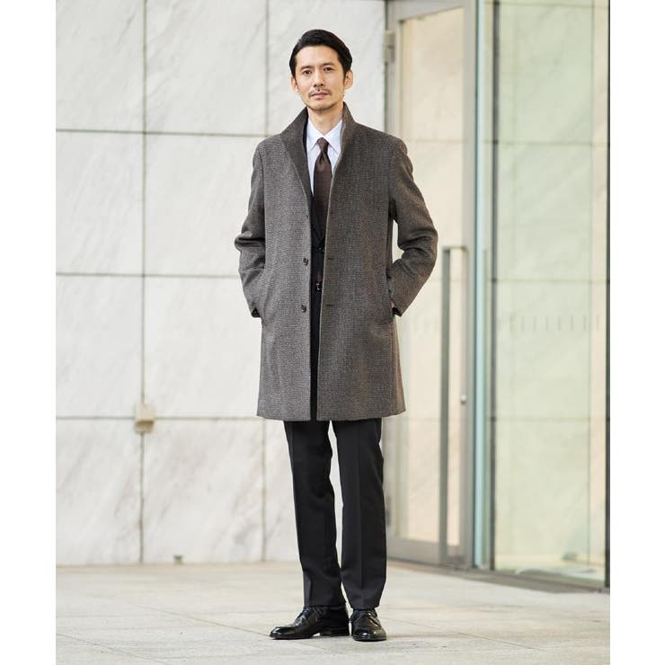 カシミヤブレンド ビーバー調ピンヘッドスタンドカラーコート | TAKEO KIKUCHI | 詳細画像33 