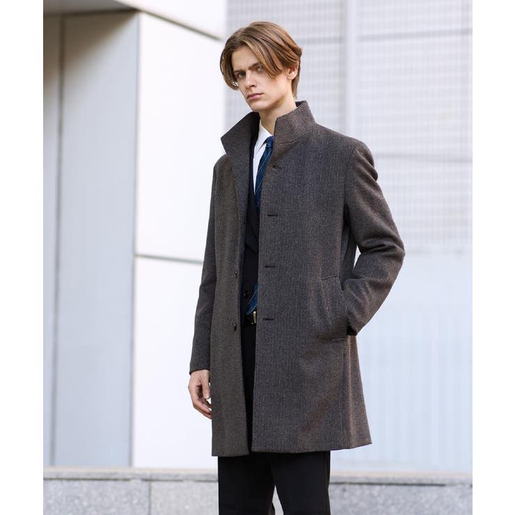 カシミヤブレンド ビーバー調ピンヘッドスタンドカラーコート | TAKEO KIKUCHI | 詳細画像34 