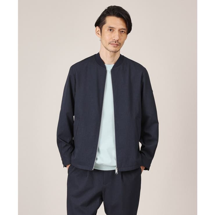 ブルー(093) | 【多機能/軽羽織】リネンライクカルゼ リブブルゾン | TAKEO KIKUCHI