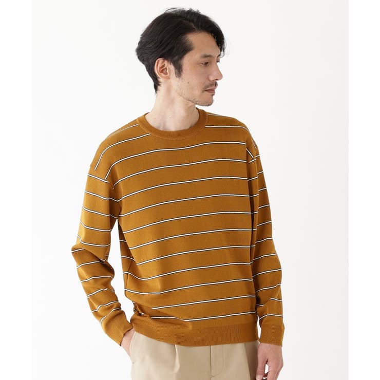 オレンジ(366) | 【THE FLAGSHIP】ボーダー プルオーバー ニット | TAKEO KIKUCHI