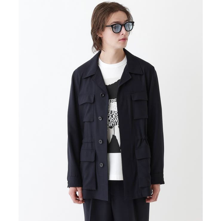 ネイビー(094) | 【THE FLAGSHIP】ポリエステルウール メッシュ サファリジャケット | TAKEO KIKUCHI