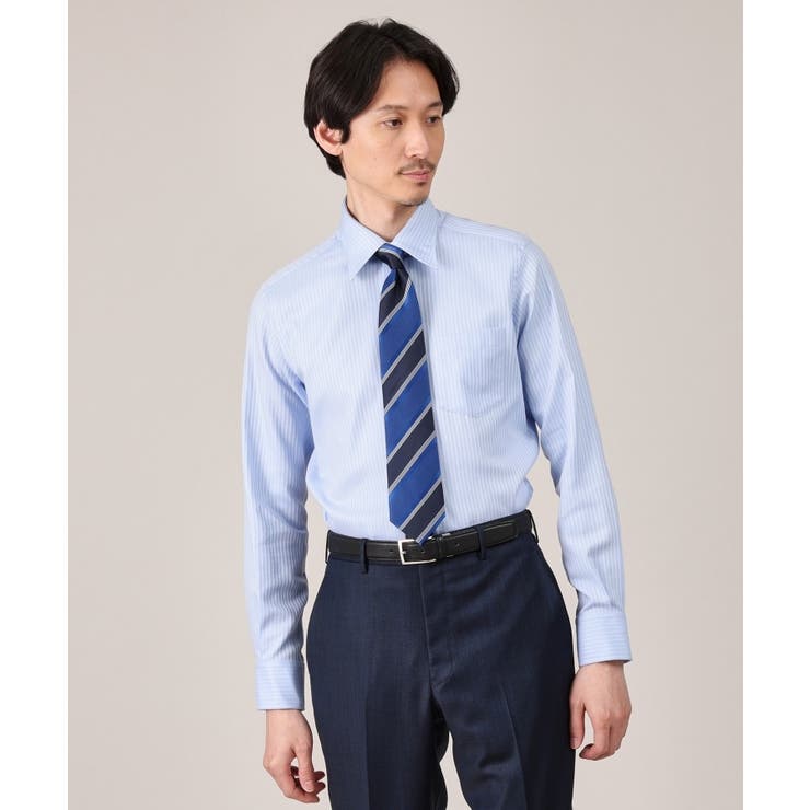サックス(090) | 【Made in JAPAN】ドビーストライプ ドレス シャツ | TAKEO KIKUCHI