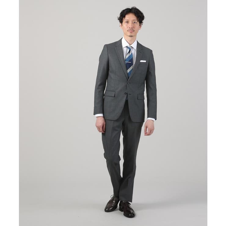 チャコールグレー(314) | 【ナローモデル】シャイニー ヘリンボン ストライプ スーツ/3ピース対応可 | TAKEO KIKUCHI