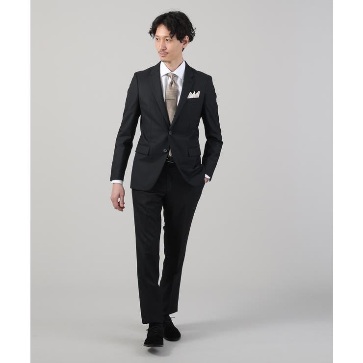 ブラック(319) | 【ナローモデル】シャイニー ヘリンボン ストライプ スーツ/3ピース対応可 | TAKEO KIKUCHI