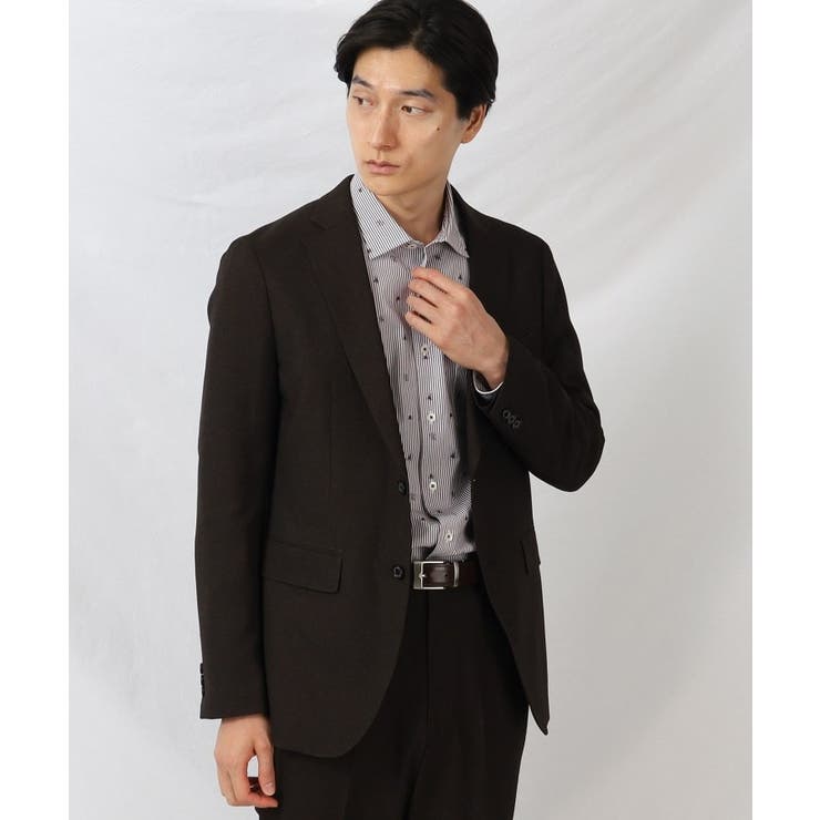 ダークブラウン(043) | 【ONOFF/セットアップ対応】メランジ シャークスキン ストレッチジャケット | TAKEO KIKUCHI