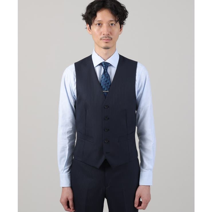 【Sサイズ～】シャイニーヘリンボンストライプ ベスト | TAKEO KIKUCHI | 詳細画像2 