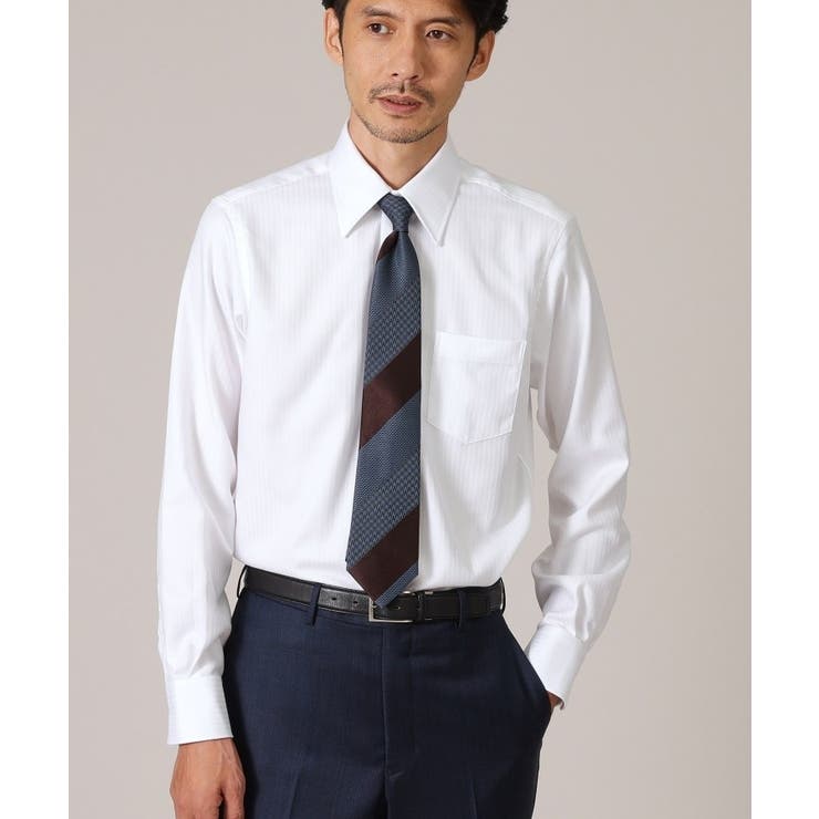 ホワイト(001) | ドビーストライプ ビジネス シャツ | TAKEO KIKUCHI