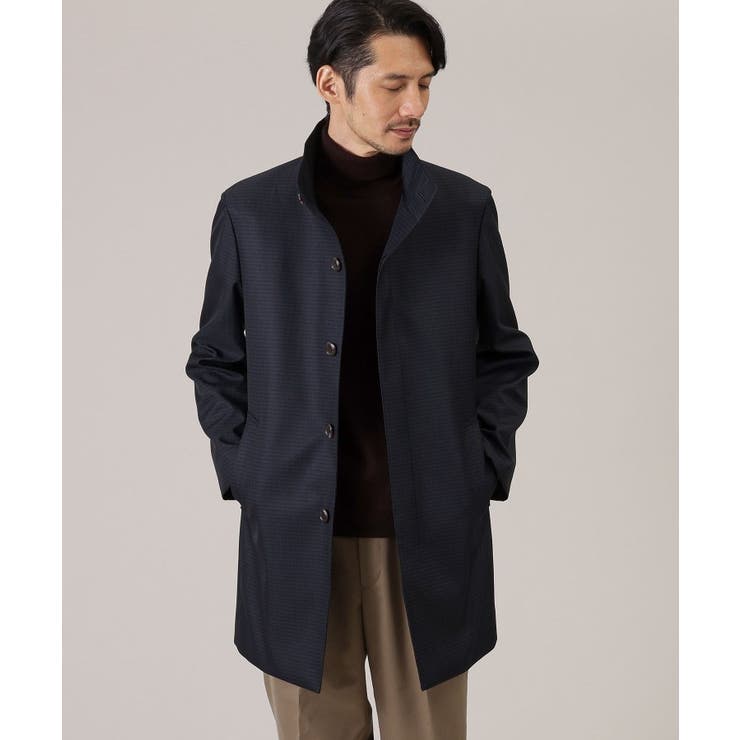 ネイビー/チェック(293) | 【ダウンライナー付】メランジ スタンドカラー コート | TAKEO KIKUCHI