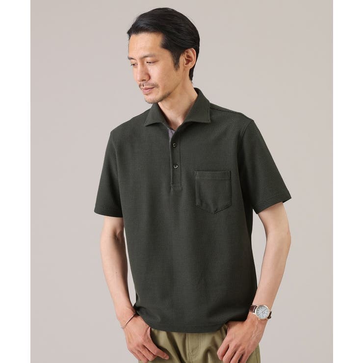 カーキ(027) | 【抗菌防臭／9色5サイズ展開】ハニカムメランジ ポロシャツ | TAKEO KIKUCHI