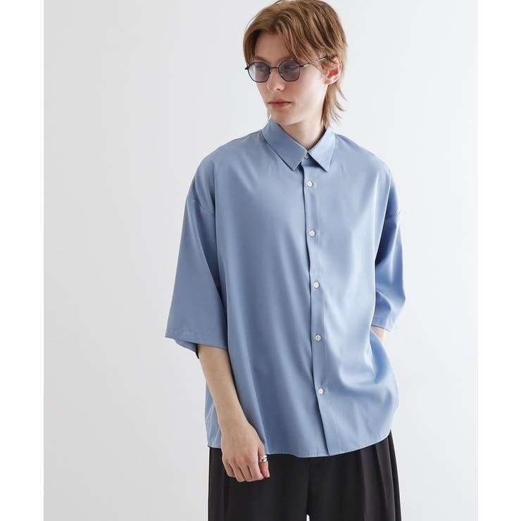 ブルー(092) | 【WEB限定】無地/花柄アソートドレープ半袖シャツ | tk.TAKEO KIKUCHI