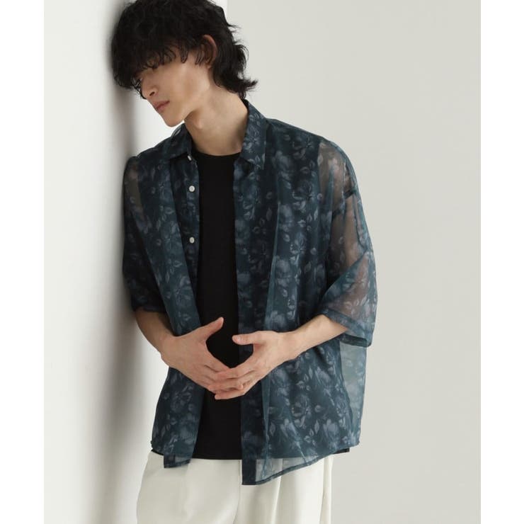 ネイビー(094) | シアーフラワーシャツ | tk.TAKEO KIKUCHI