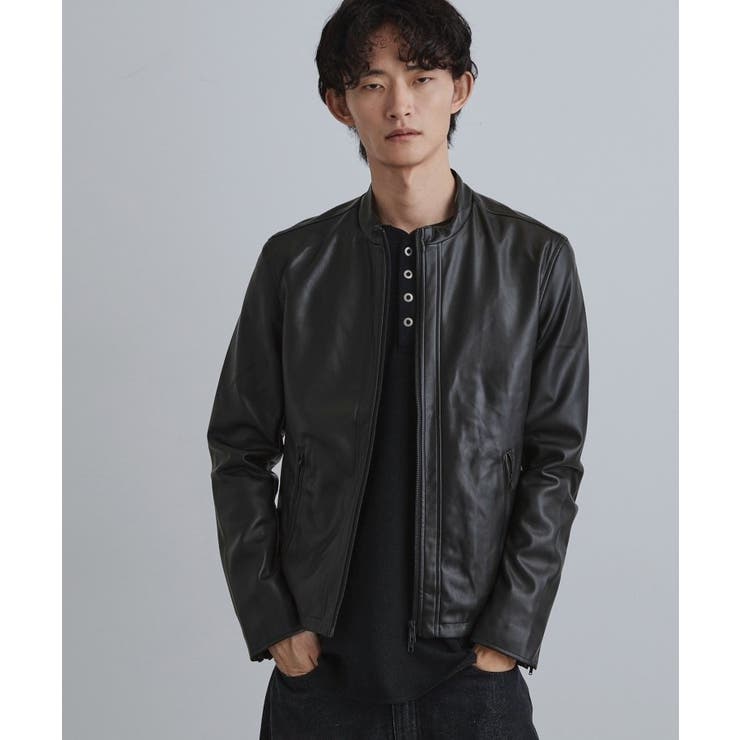 ブラック(019) | シングルレザー調ブルゾン | tk.TAKEO KIKUCHI