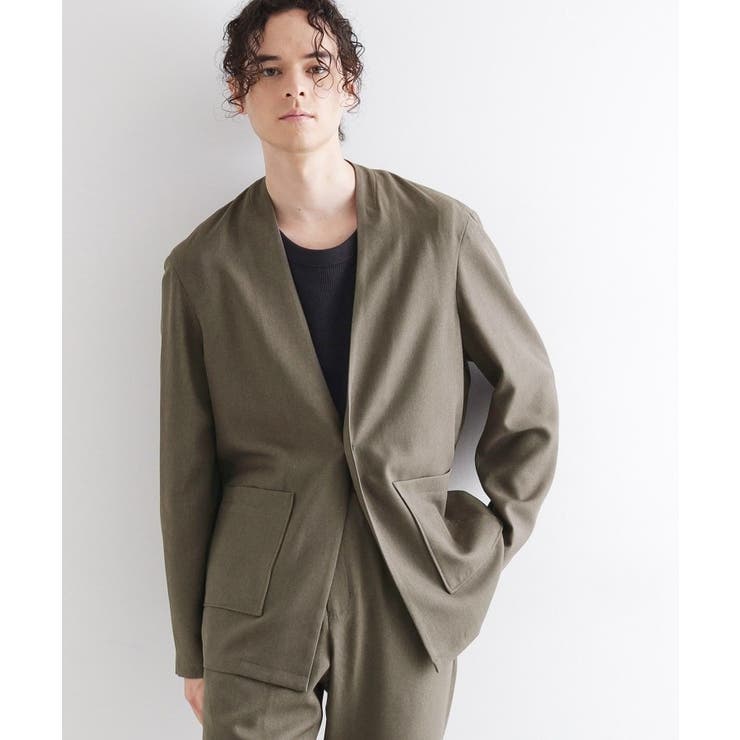 チャコールグレー(014) | 【セットアップ対応】ポリツイルノーカラージャケット | tk.TAKEO KIKUCHI