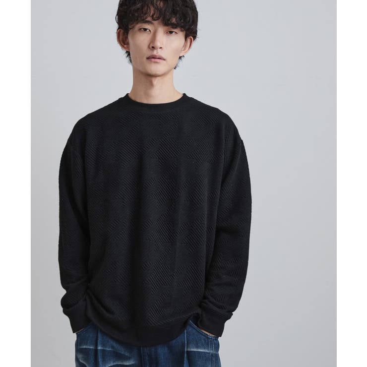 ブラック(019) | 膨れジャカードクルーカットソー | tk.TAKEO KIKUCHI