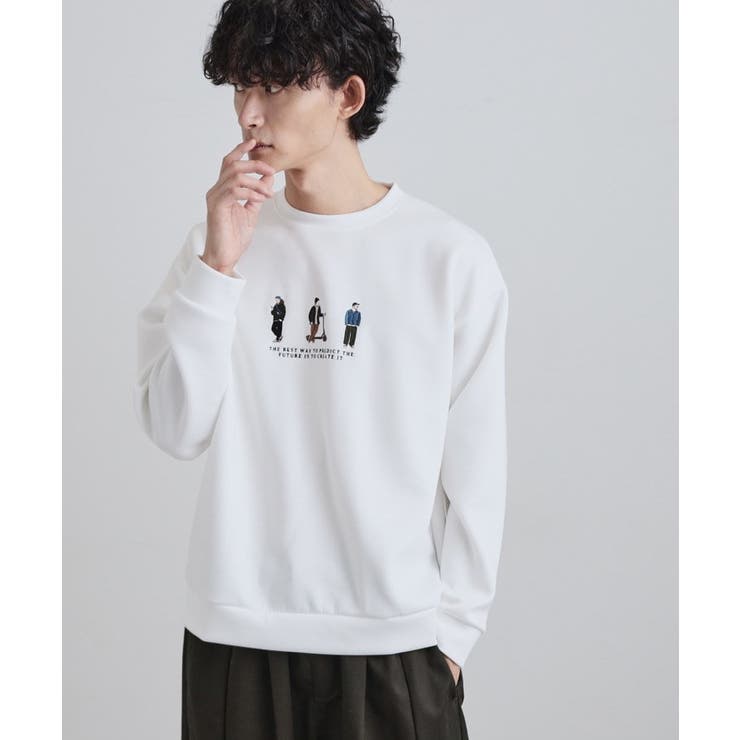 ホワイト(001) | ピープル刺繍スウェット | tk.TAKEO KIKUCHI