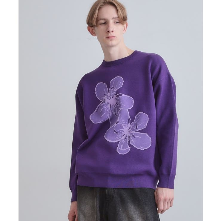 パープル(083) | フラワーニットプルオーバー | tk.TAKEO KIKUCHI