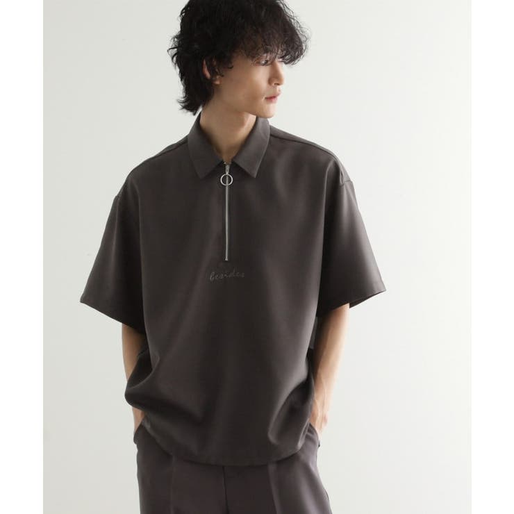 チャコールグレー(014) | エンブロハーフジップシャツ | tk.TAKEO KIKUCHI