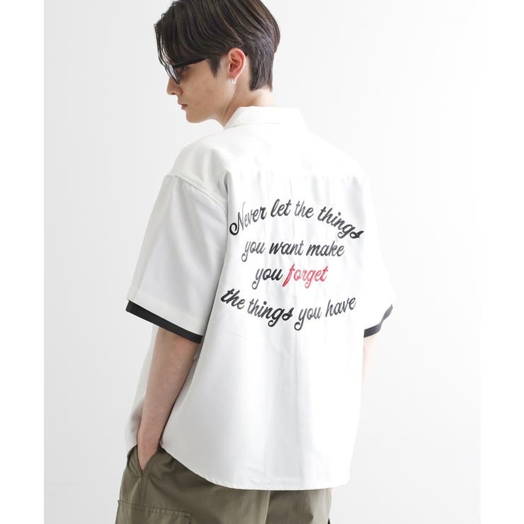 ホワイト(001) | レイヤードバック刺繍シャツ | tk.TAKEO KIKUCHI