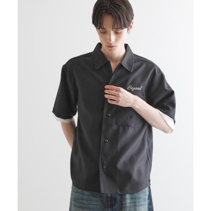 ブラック(019) | レイヤードバック刺繍シャツ | tk.TAKEO KIKUCHI