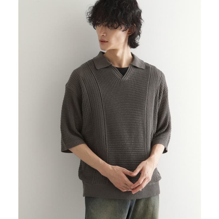 チャコールグレー(014) | リネンライクニットポロシャツ | tk.TAKEO KIKUCHI