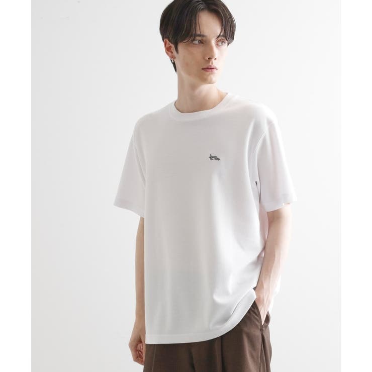 ホワイト(001) | ウサギ刺繍 鹿の子クルーカットソー | tk.TAKEO KIKUCHI