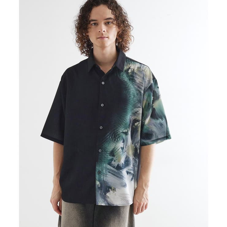 ブラック(019) | ブラー楊柳ハーフプリントシャツ | tk.TAKEO KIKUCHI