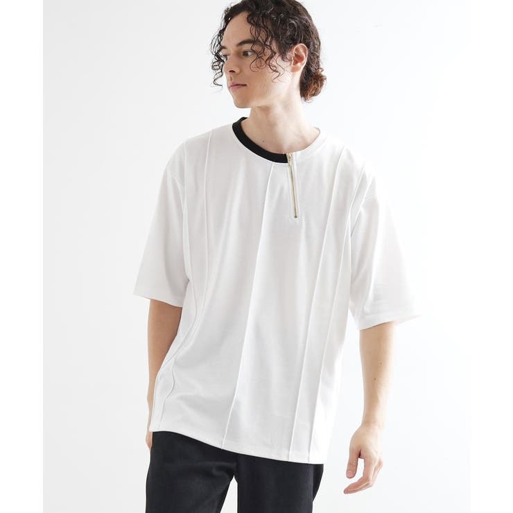 ホワイト(001) | ストライプタックTシャツ | tk.TAKEO KIKUCHI