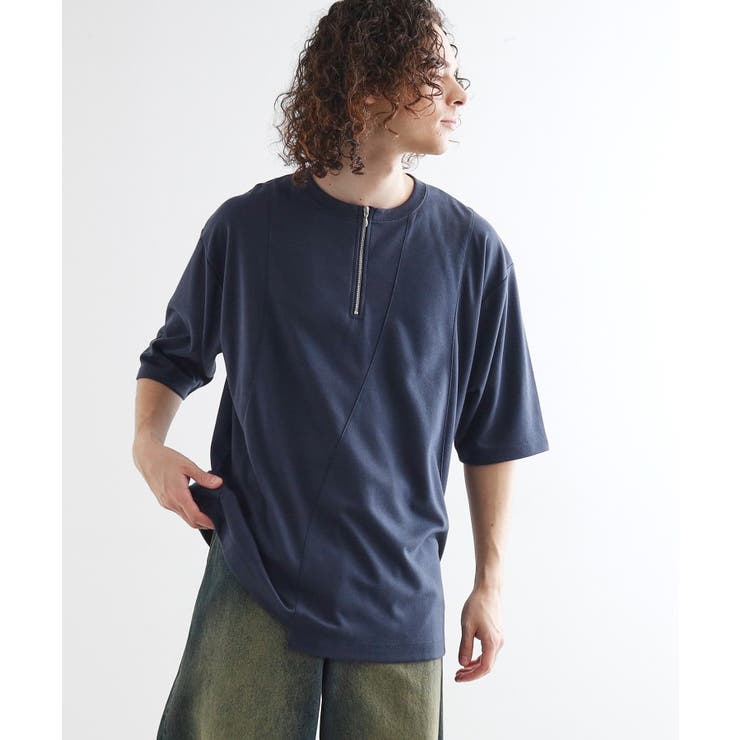 ネイビー(094) | ウェーブ切替ジップTシャツ | tk.TAKEO KIKUCHI