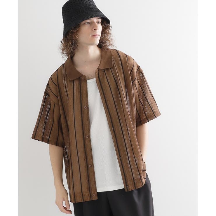 ブラウン(043) | 【セットアイテム】透かし編みオープンシャツ | tk.TAKEO KIKUCHI