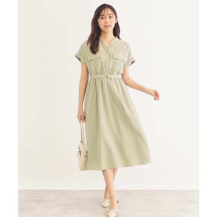 dimmoire ZIP シャツ ワンピース ホワイト 白 ウエストマーク シャツワンピース レディース チュニックワンピ