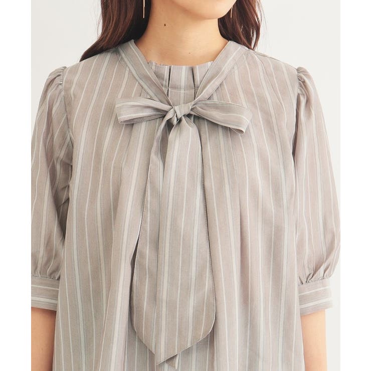【美品】エストネーション　洗える　リボン付き リネンブラウス　2way