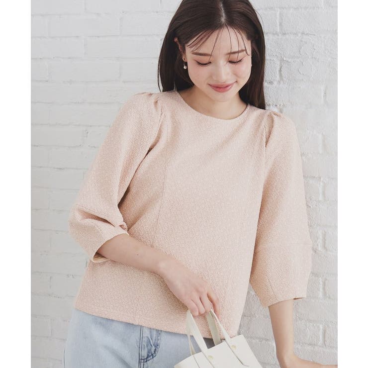 セール】《5color/S-LLsiza》カットジャカードパフスリーブ