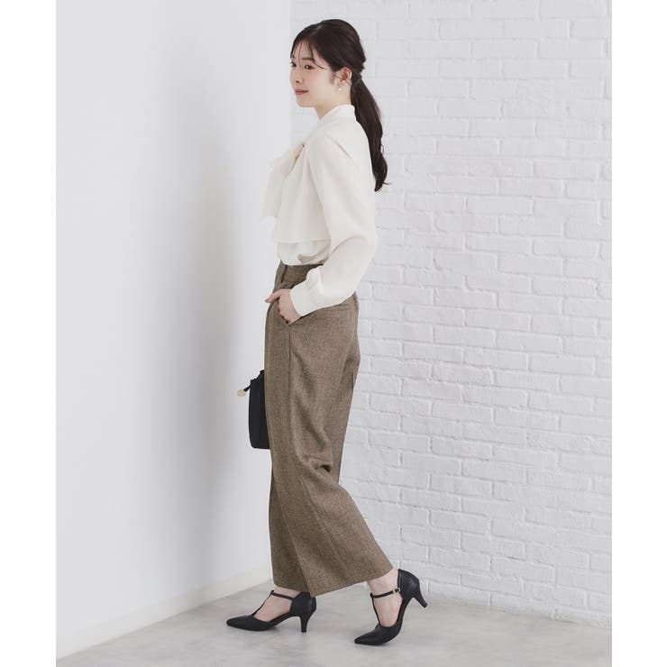 《美人百花掲載》ヴィンテージツイードタックワイドパンツ【洗濯機洗い可/防シワ】 | index | 詳細画像12 