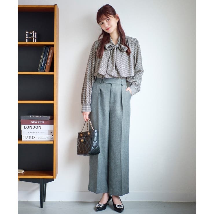 《美人百花掲載》ヴィンテージツイードタックワイドパンツ【洗濯機洗い可/防シワ】 | index | 詳細画像1 