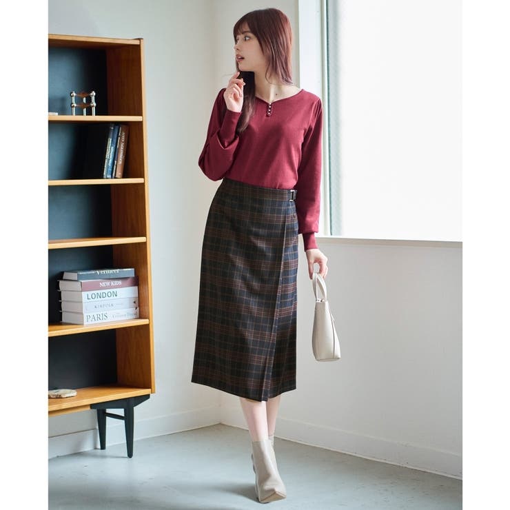 チェックAラインスカート【洗濯機洗い可/イージーアイロン】[品番  