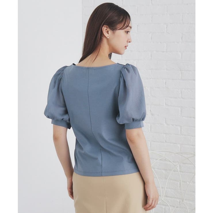 シアースリーブハートネックトップス【洗濯機洗い可】[品番