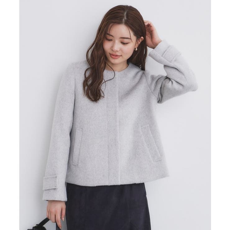 《5color/XS-LLsize》ウール混ノーカラーショートコート | index | 詳細画像13 