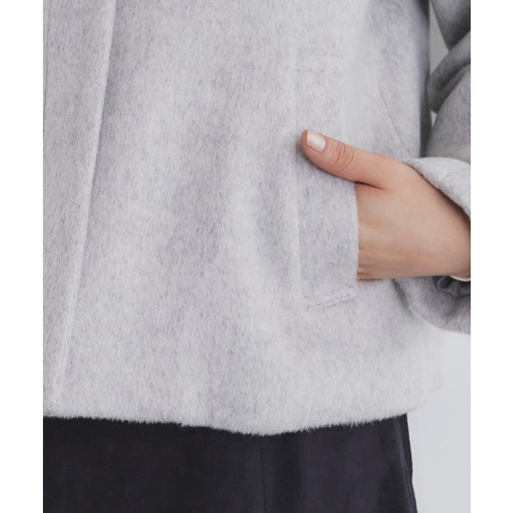 fika. 【フィーカ】ウール混チェック柄ノーカラーショートコート 5color/XS-LLsize》ウール混ノーカラーショートコート（ノー