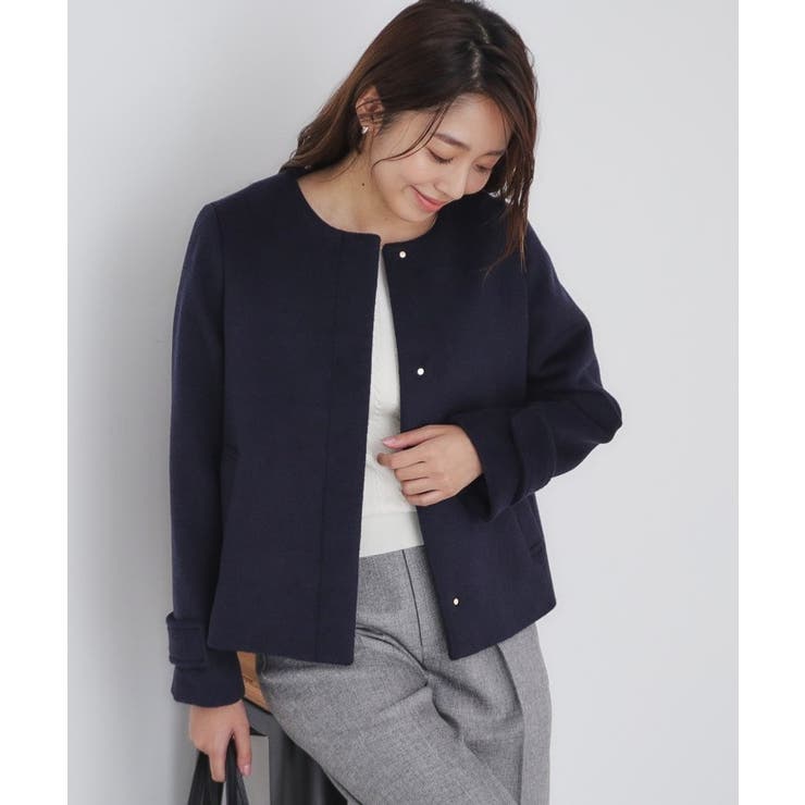 《5color/XS-LLsize》ウール混ノーカラーショートコート | index | 詳細画像28 