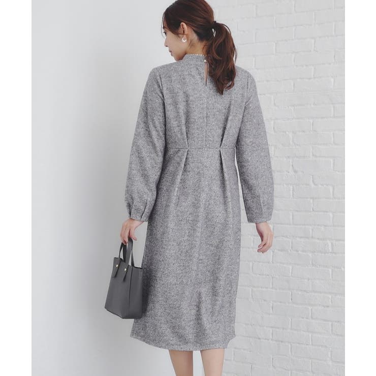《S-LLsize》起毛ツイード調ジャージワンピース【洗濯機洗い可】 | index | 詳細画像1 