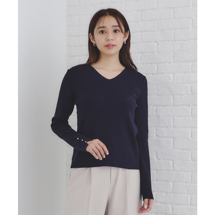 blank ラメ入りVネックニット 黒 6color/S-LLsize》ラメ混Vネックニット【洗濯機洗い可】[品番