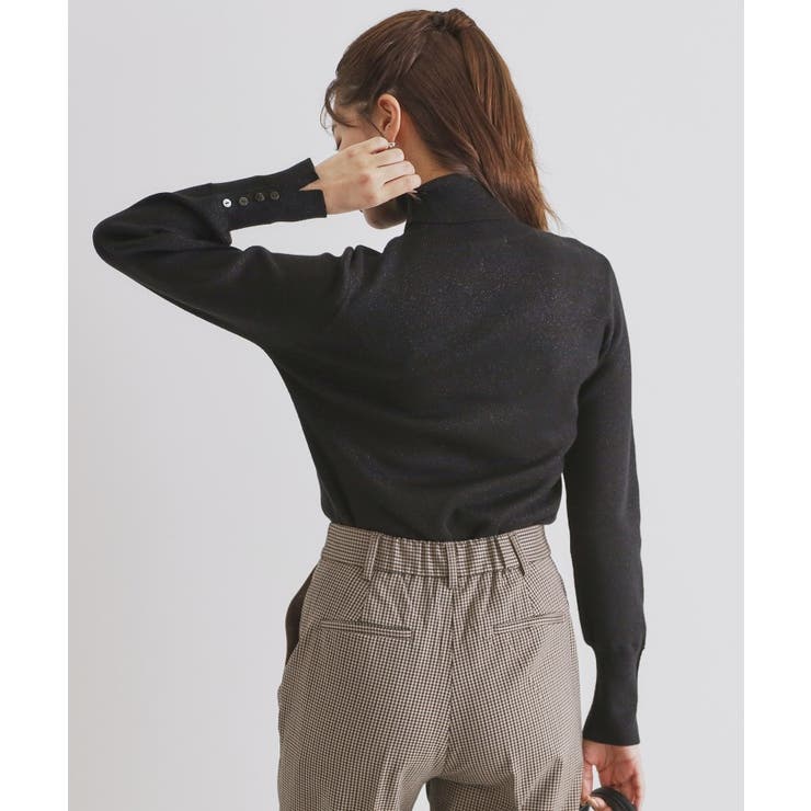 袖ボタンタートルネックニット【洗濯機洗い可】[品番：WRDW0212747