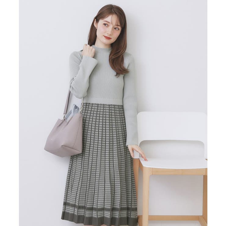 千鳥チェックバイカラーニットワンピース【洗濯機OK/抗ピル】 | index | 詳細画像21 