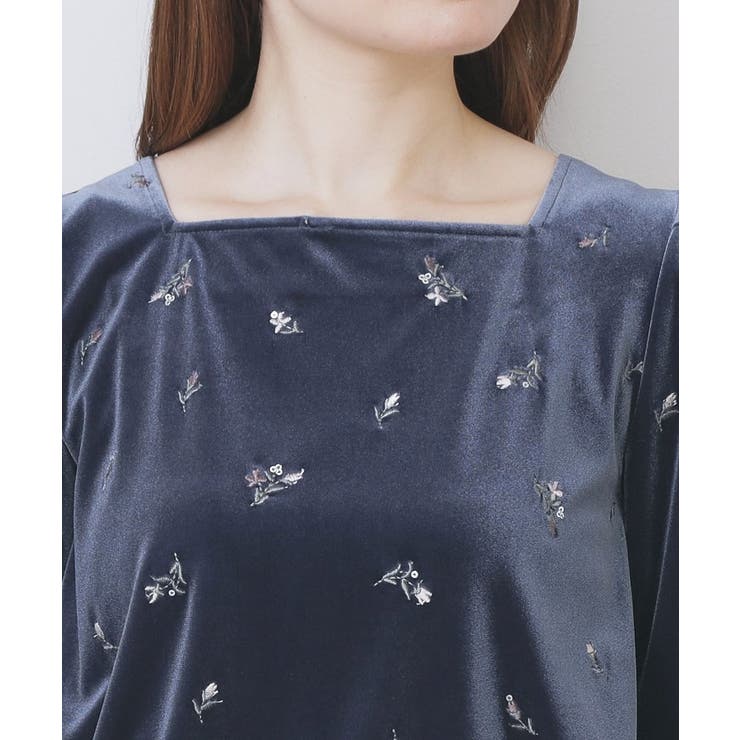 バックシャン小花刺繍ベロアトップス【洗濯機OK】 | index | 詳細画像16 