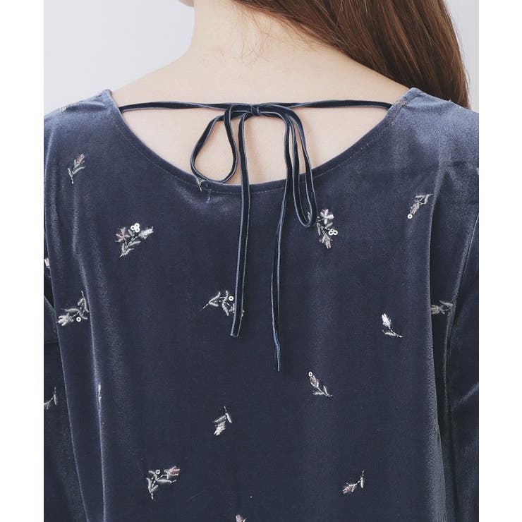 バックシャン小花刺繍ベロアトップス【洗濯機OK】 | index | 詳細画像17 