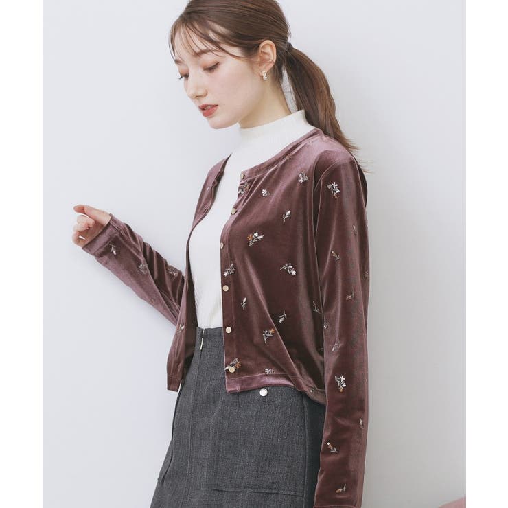 小花刺繍ベロアショートカーディガン【洗濯機OK】 | index | 詳細画像5 